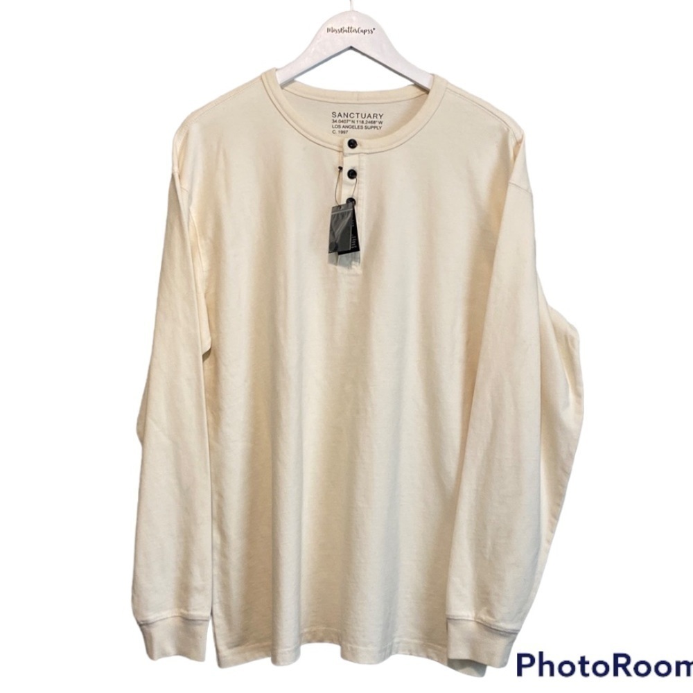NWT SANCTUARY Mens 100% Cotton Long Sleeve 1/4 Button Up Thick Shirt | M